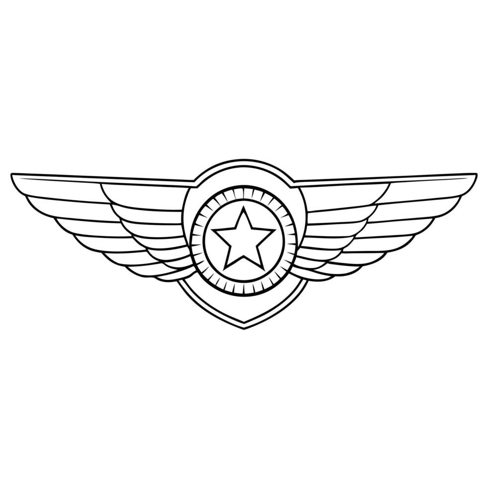 an aviators badge, illustration line art vector