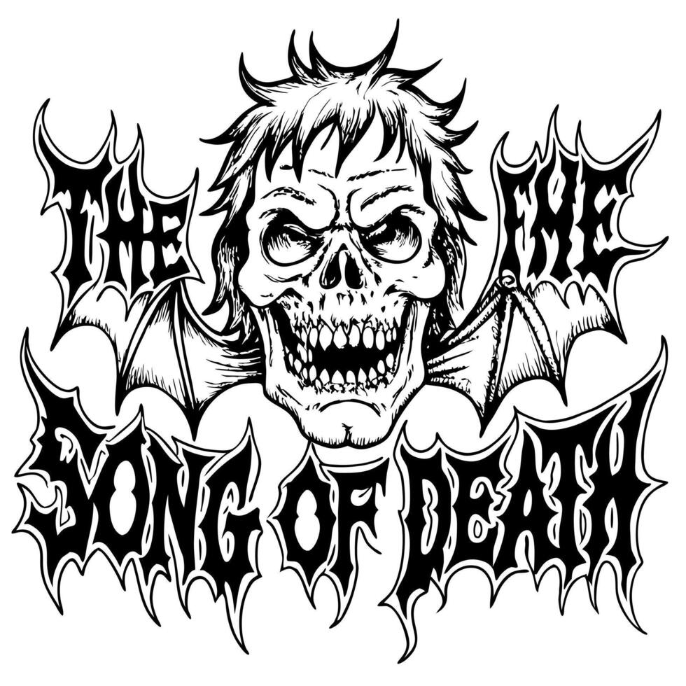 a emo art style illustration of the text the song of death the text is in a bold, vector