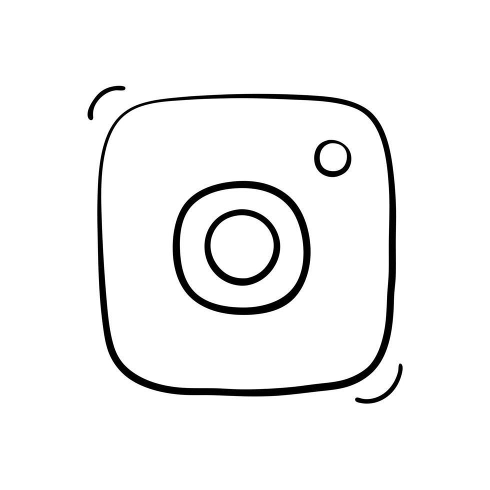 social network icon instagram, illustration line art vector