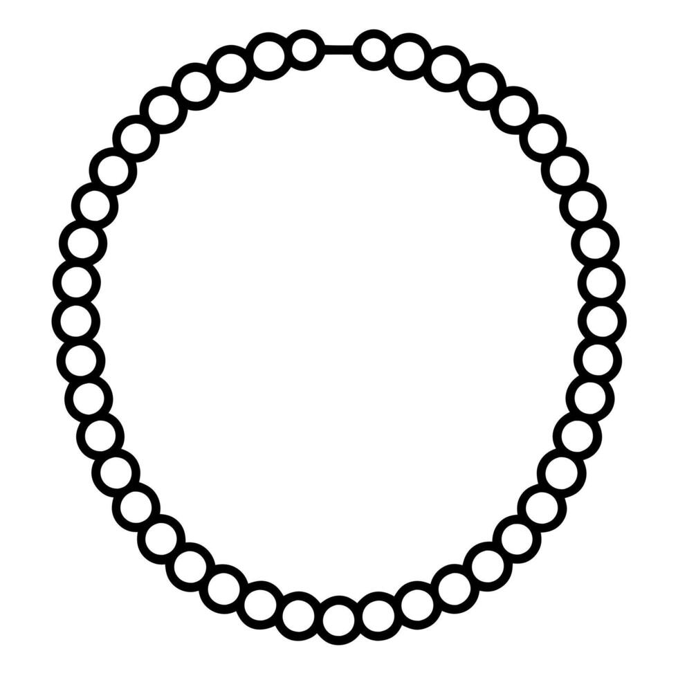 pearl necklace, all beads are the same size, in the shape of a circle, illustration line art vector