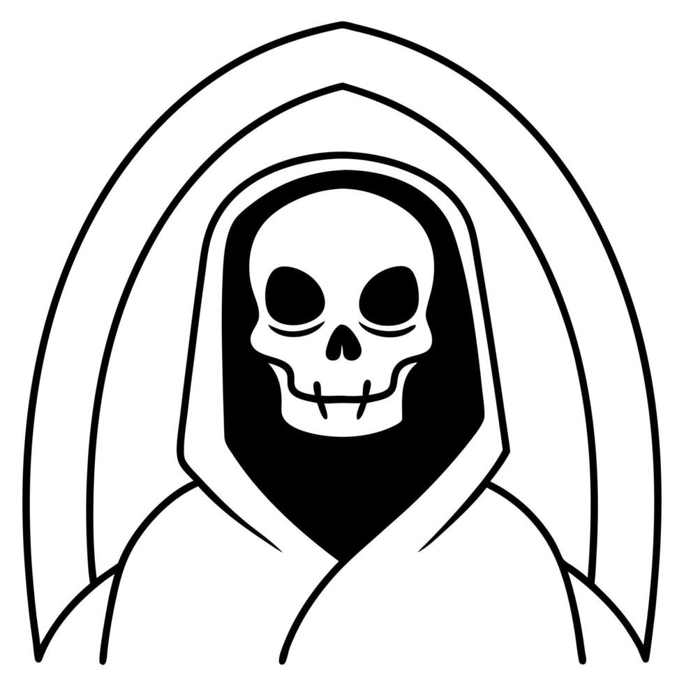 childish, grim reaper, scary, illustration line art vector