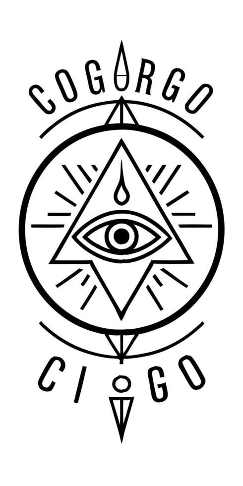 a logo that says cigo company mitologycal eyes, illustration line art vector