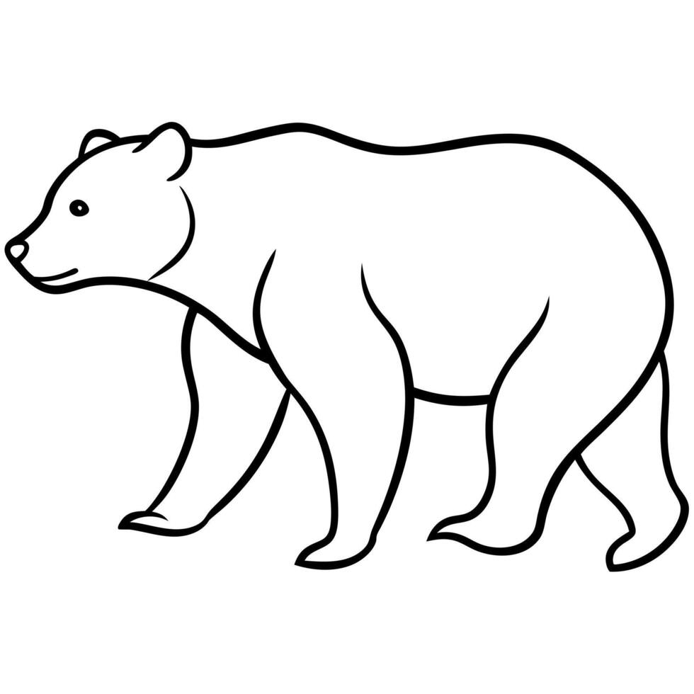 a bear walk, illustration line art vector