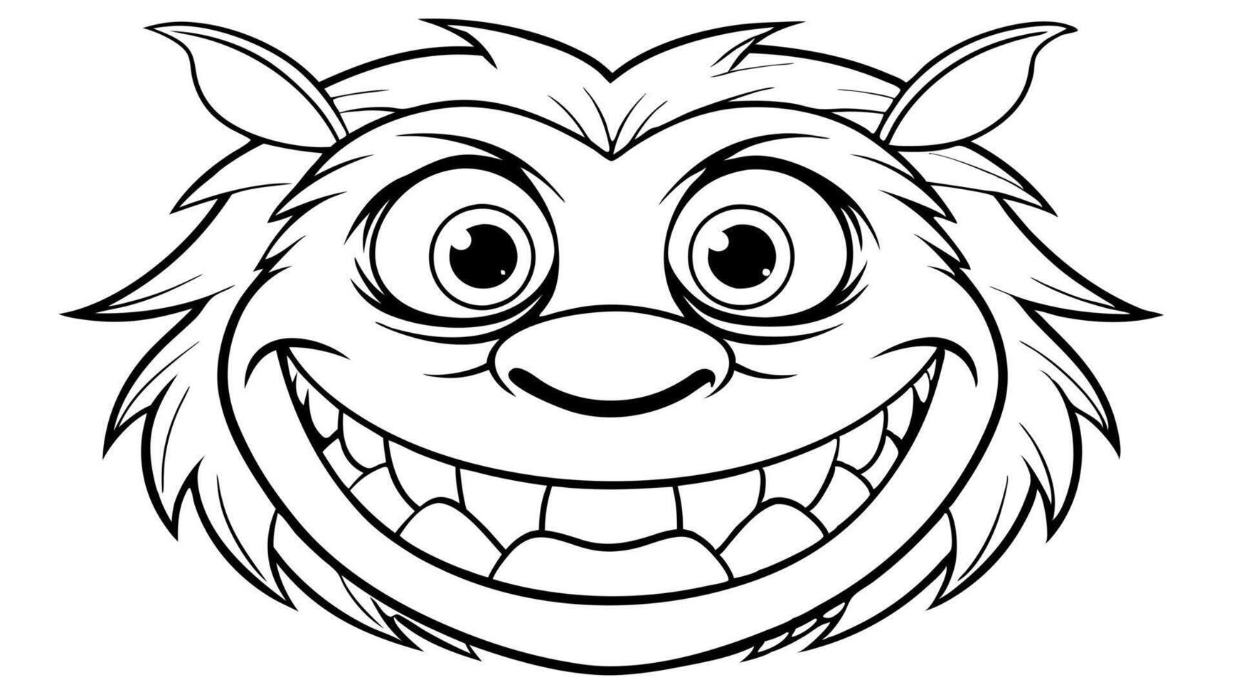 smiling monster face, illustration line art vector