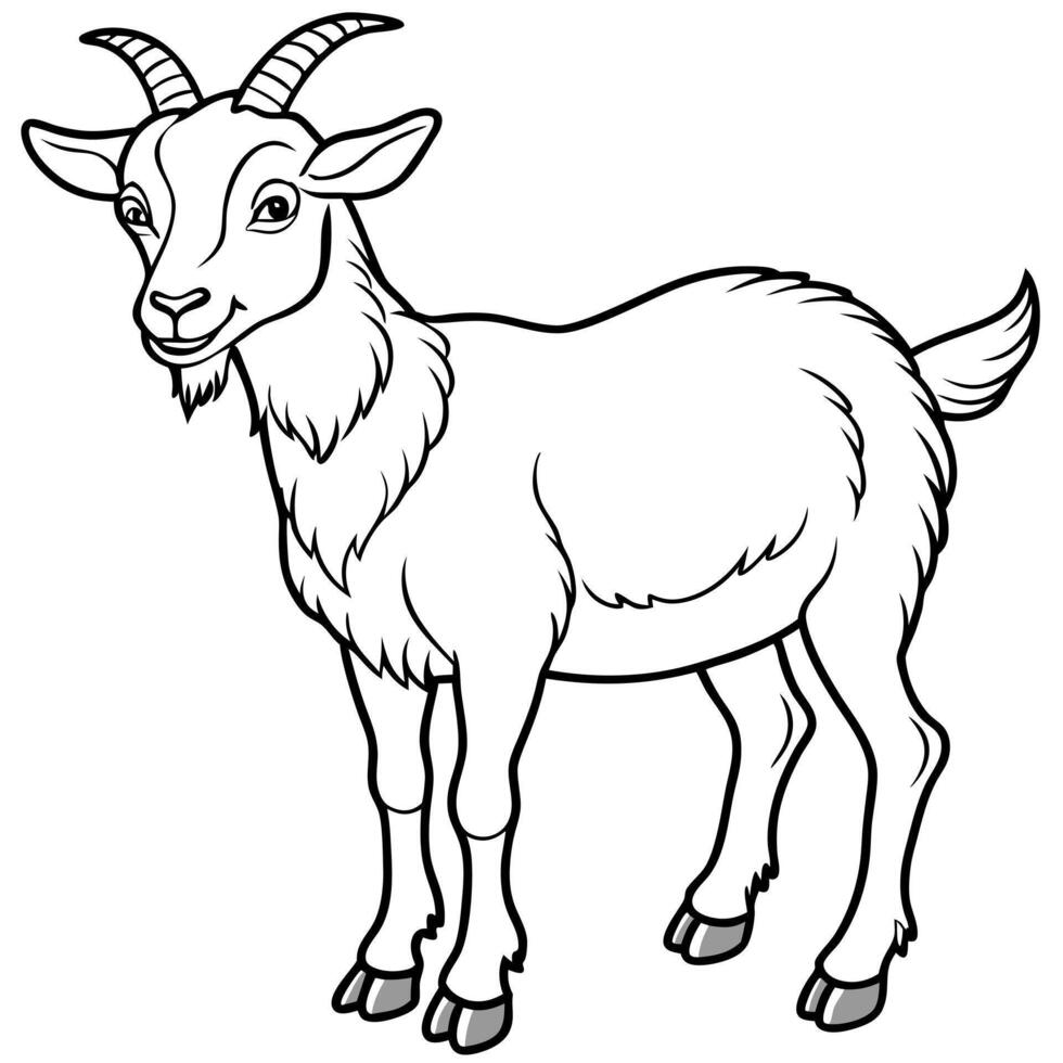 goat line draw coloring animal, illustration line art vector