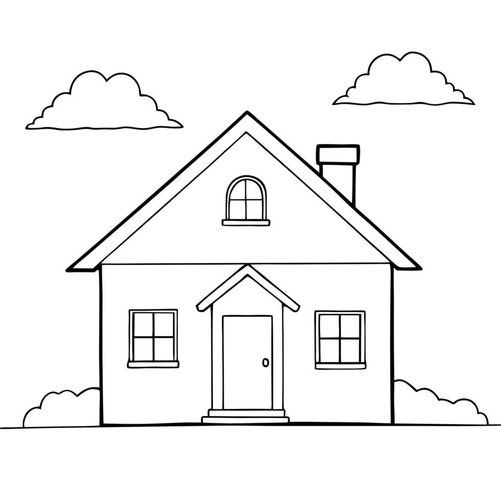 house, illustration line art vector