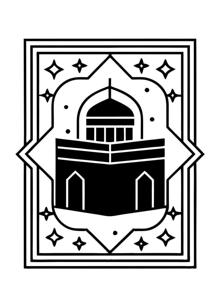 an artistic depiction of the kaaba in mecca on a4 paper the kaaba is drawn in black with gold vector