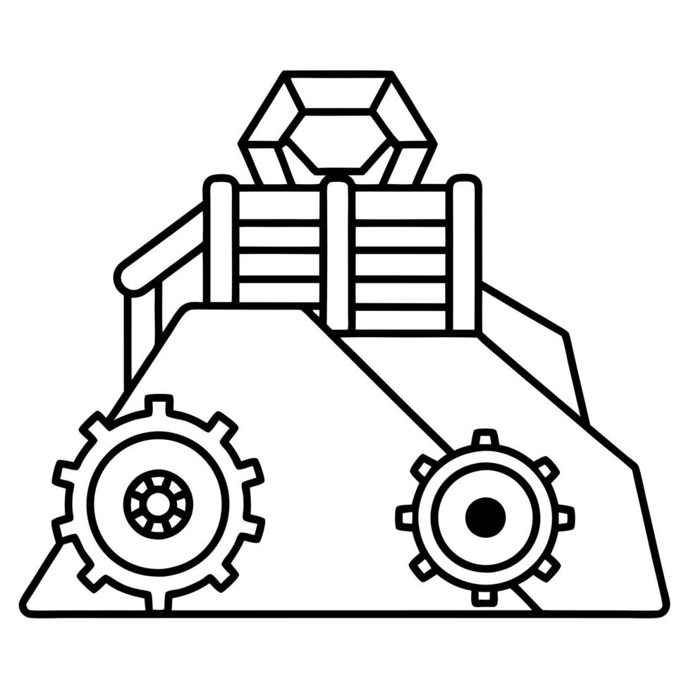 ore crusher gear rollers, illustration line art vector