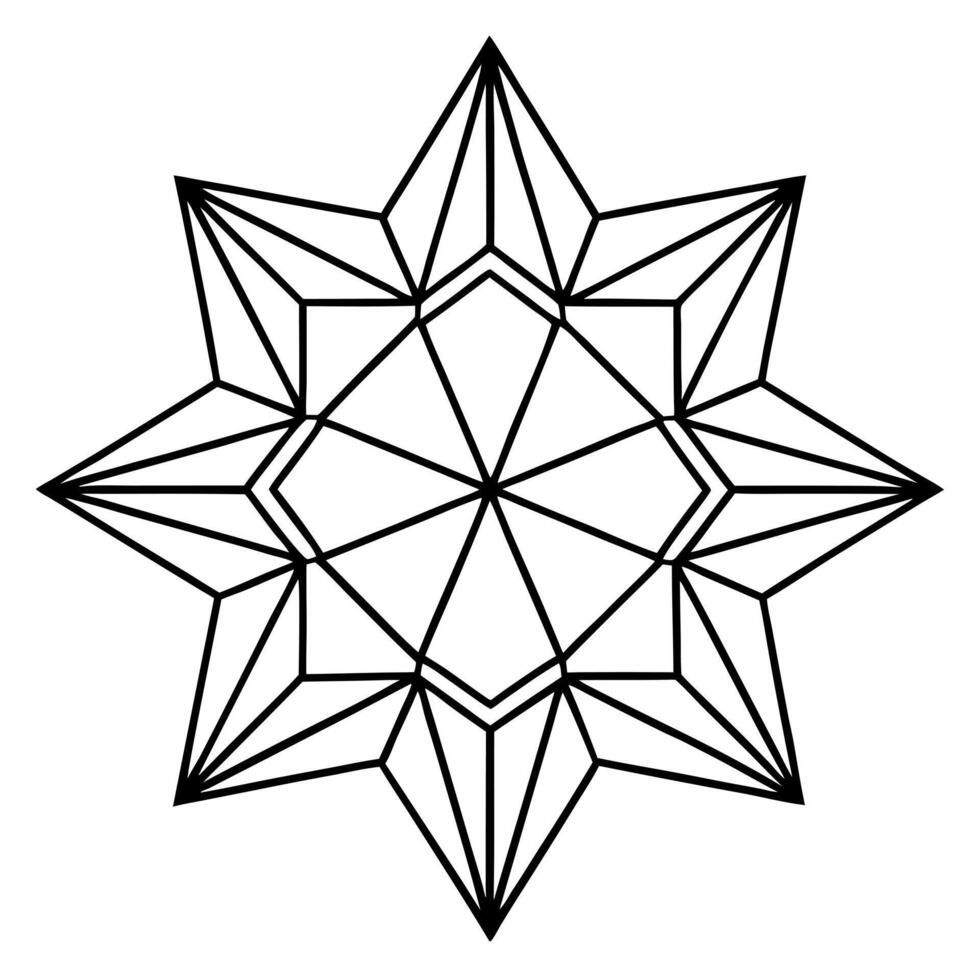 a color image of a six-pointed star composition on a white background using triangles, hexagons, vector