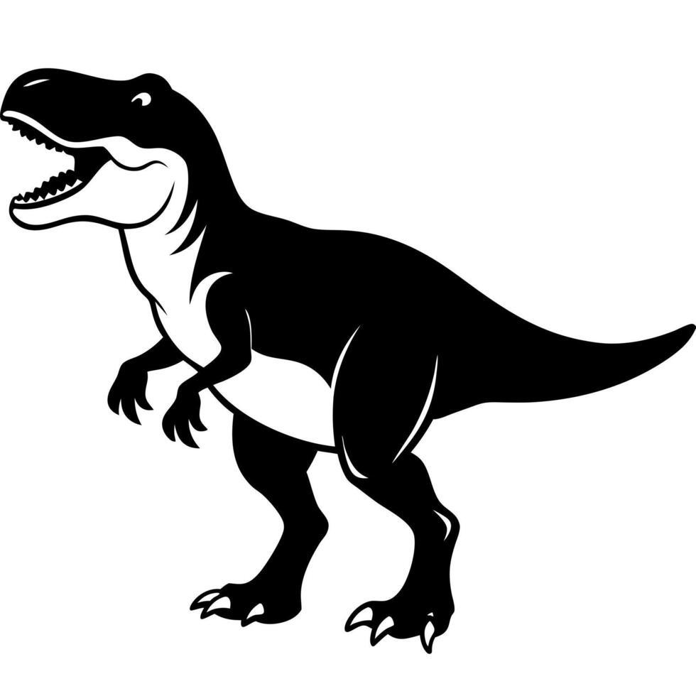 black tyronnosaurus silhouette illustration, solid white background, illustration vector