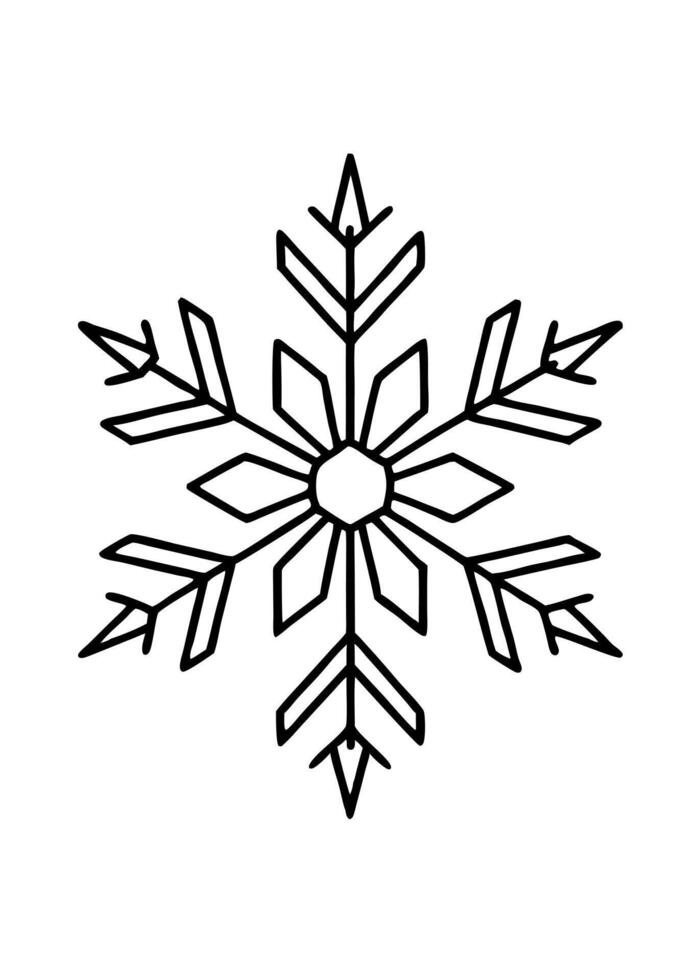 ein einfaches schneeflockenmotiv mit dicken linien, illustration line art vector