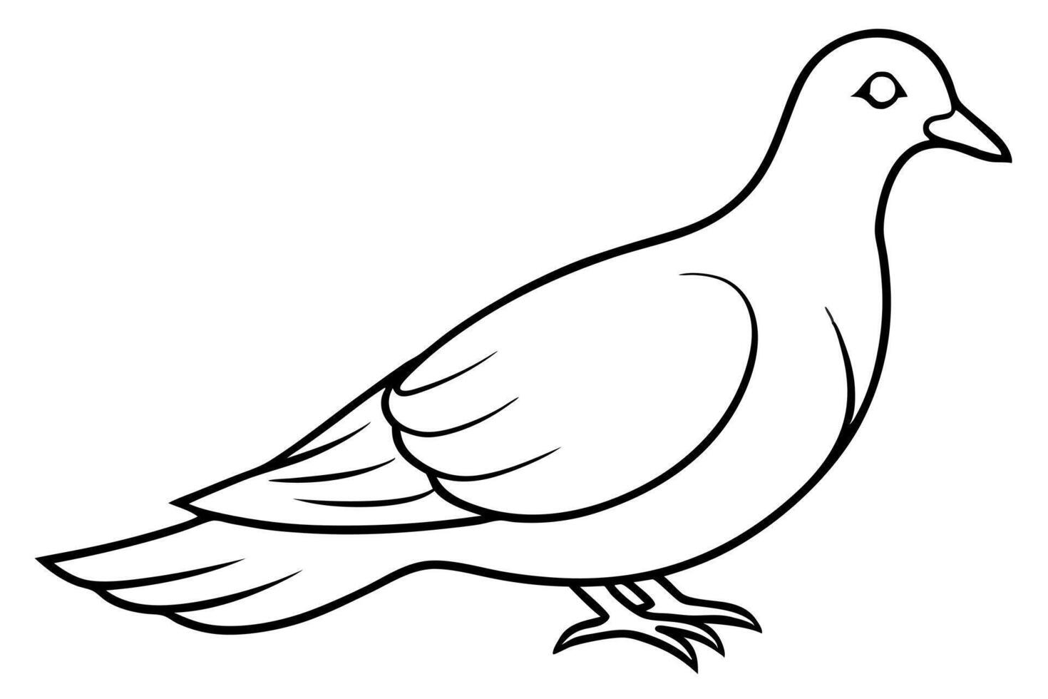 a dove bird of peace silhouette on white background, illustration line art vector