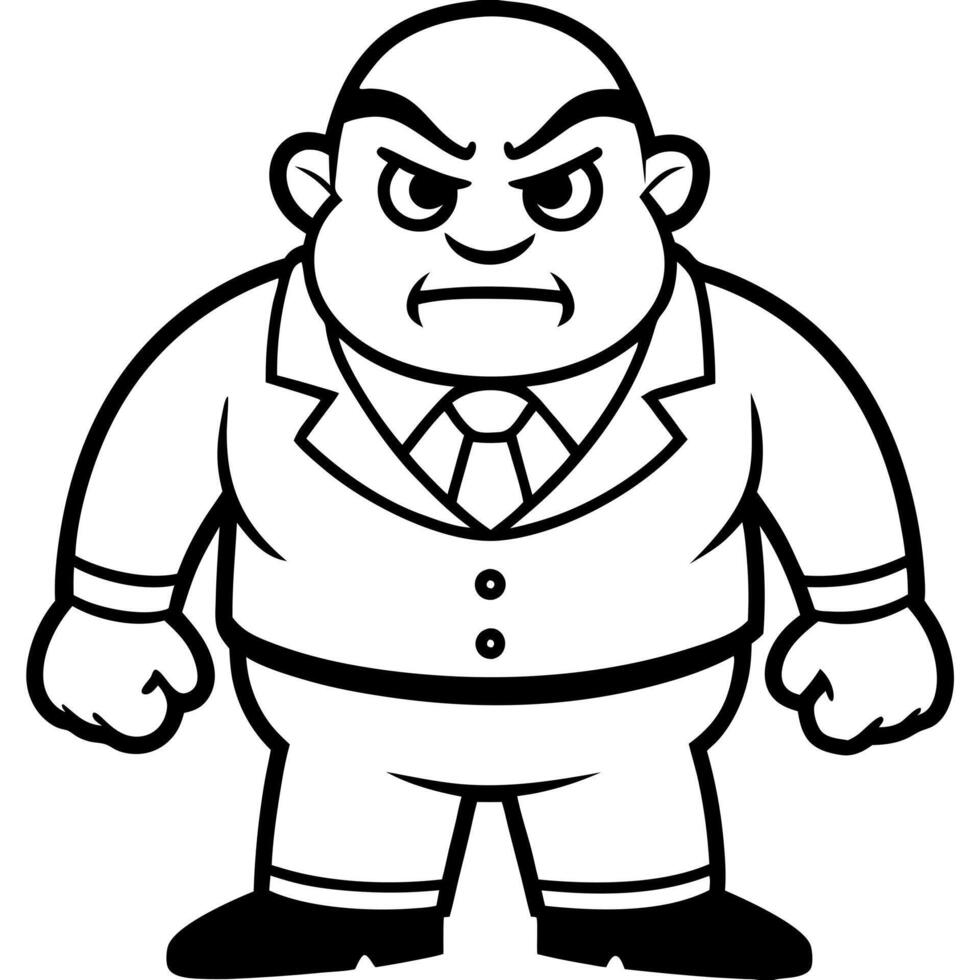 retro angry boss full body, illustration line art vector