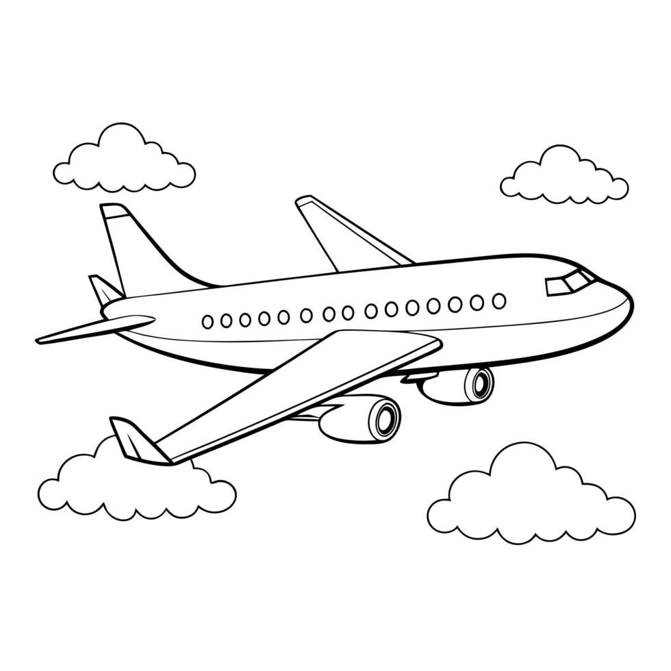 airplane, illustration line art vector