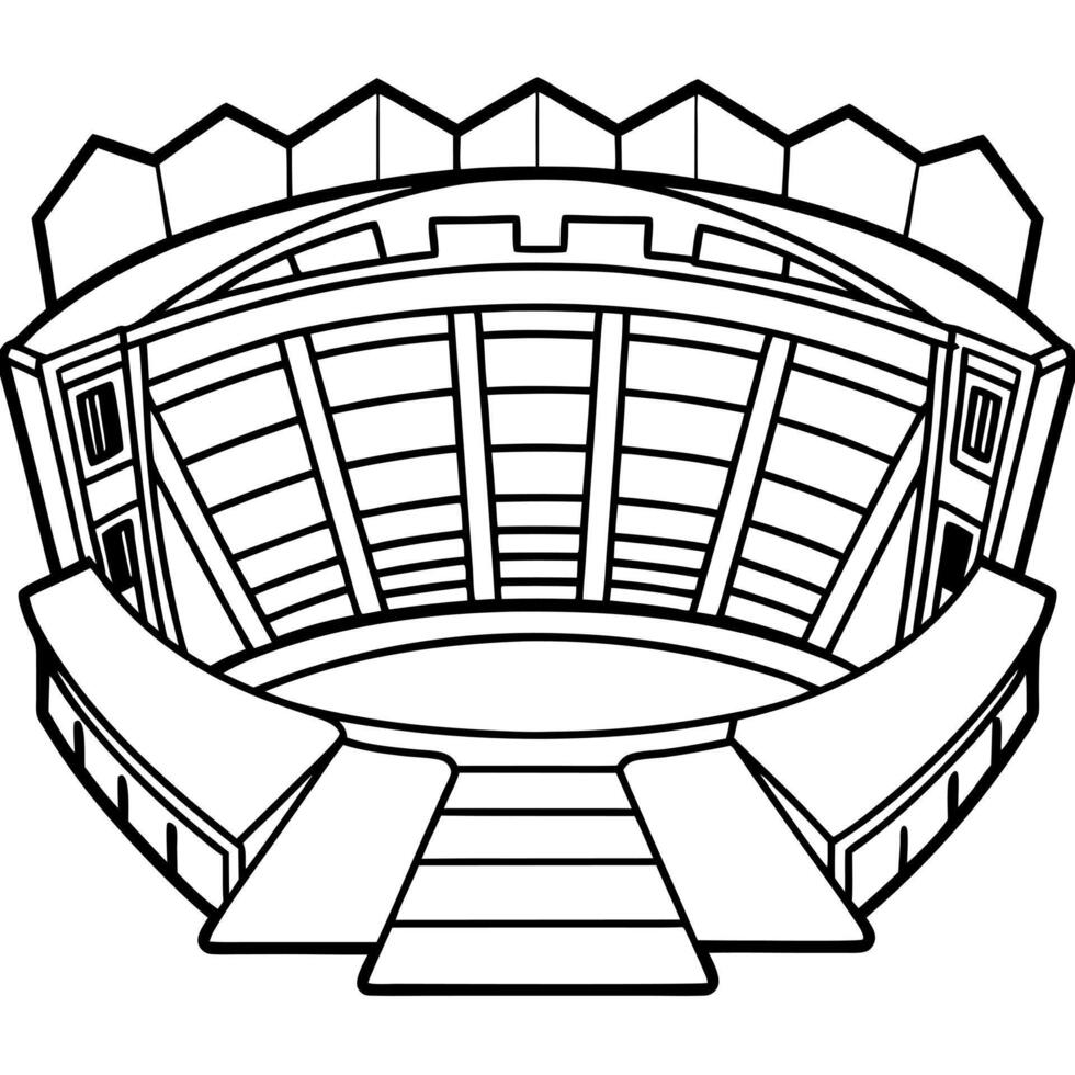 football stadium, illustration line art vector