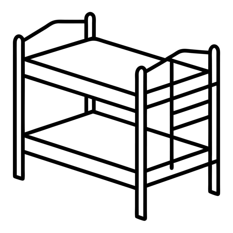 a bunk bed icon in a simple outline, with a black thick outline, showcasing its functional vector