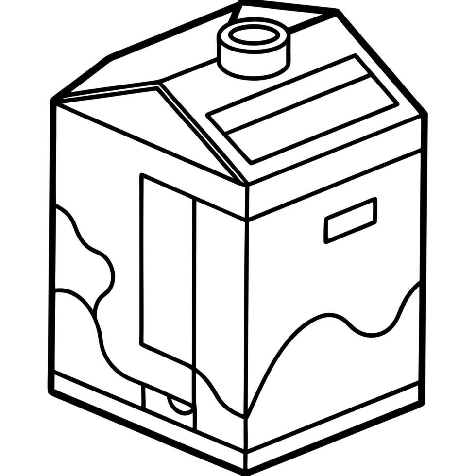 milk carton, illustration line art vector