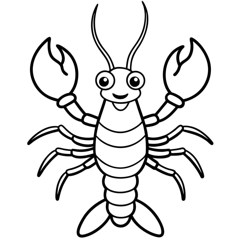 a coloring page of an lobster with no color just black lines, illustration line art vector