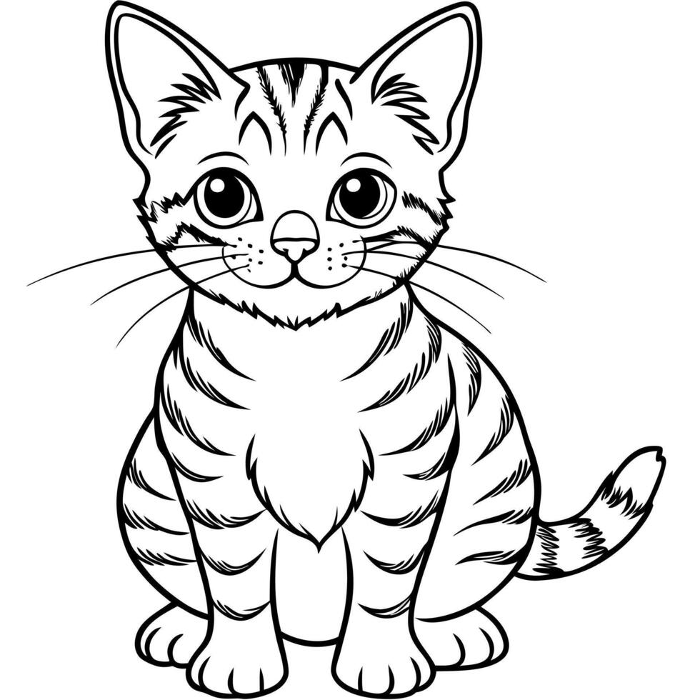 adorable cat line art style, illustration line art vector