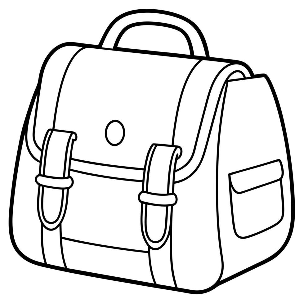 school bag, line art, black and white, illustration line art vector