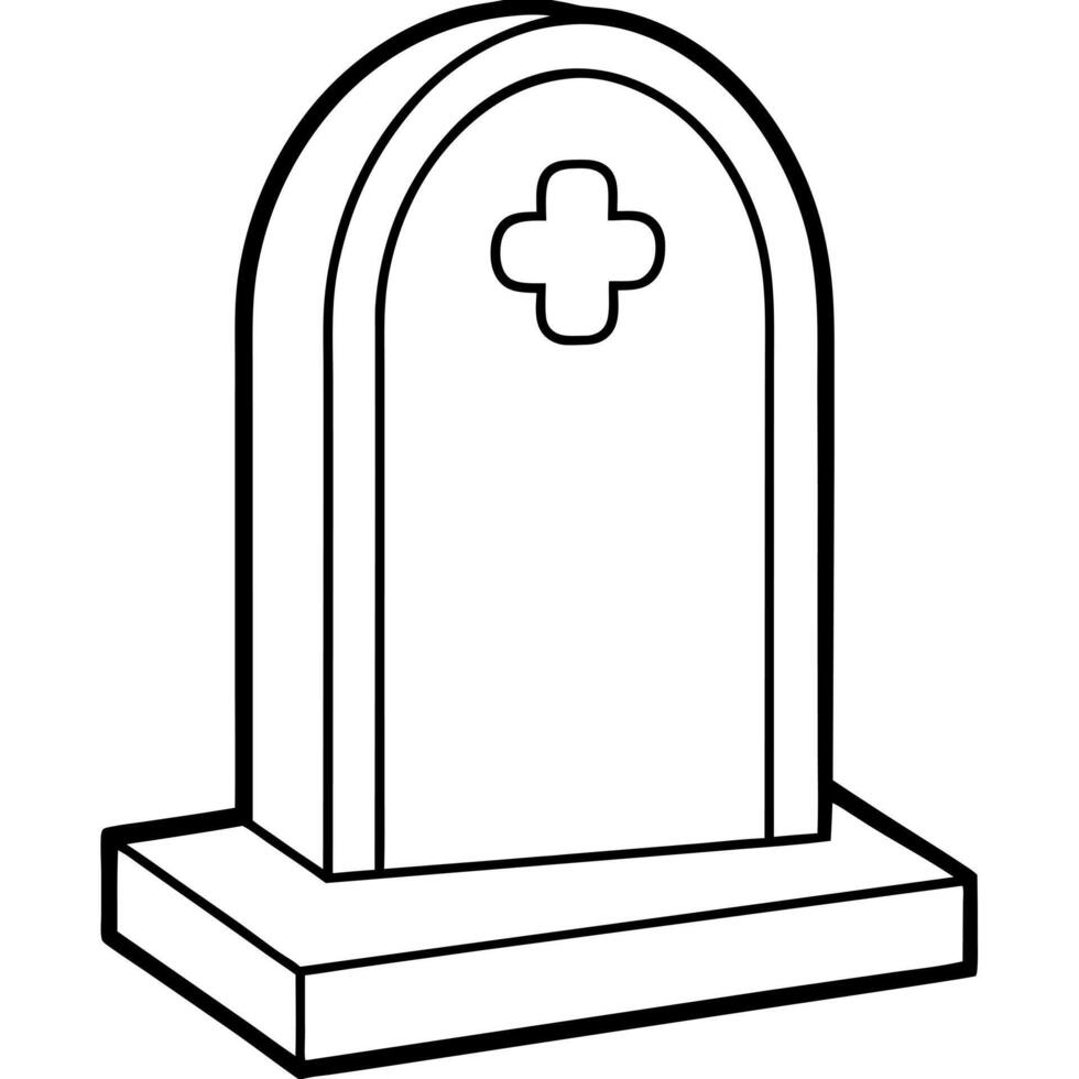 grey tombstone gravestone, illustration line art vector
