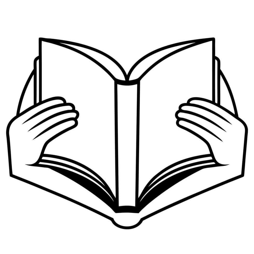 a book in hands without a person, illustration line art vector