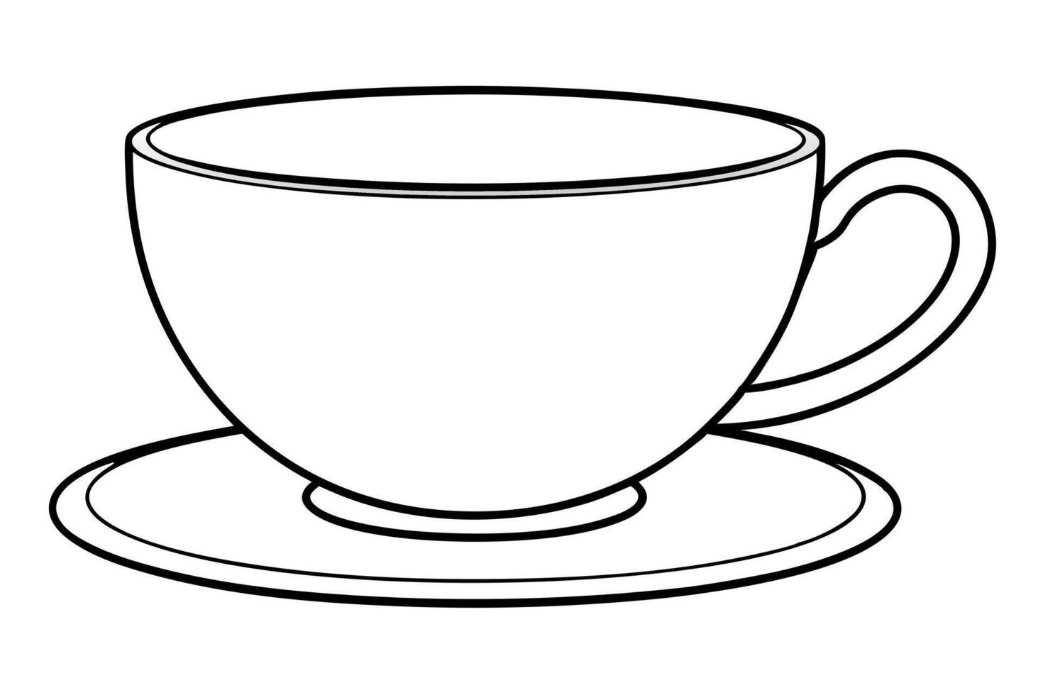a cup of tea silhouette on white background, illustration line art vector