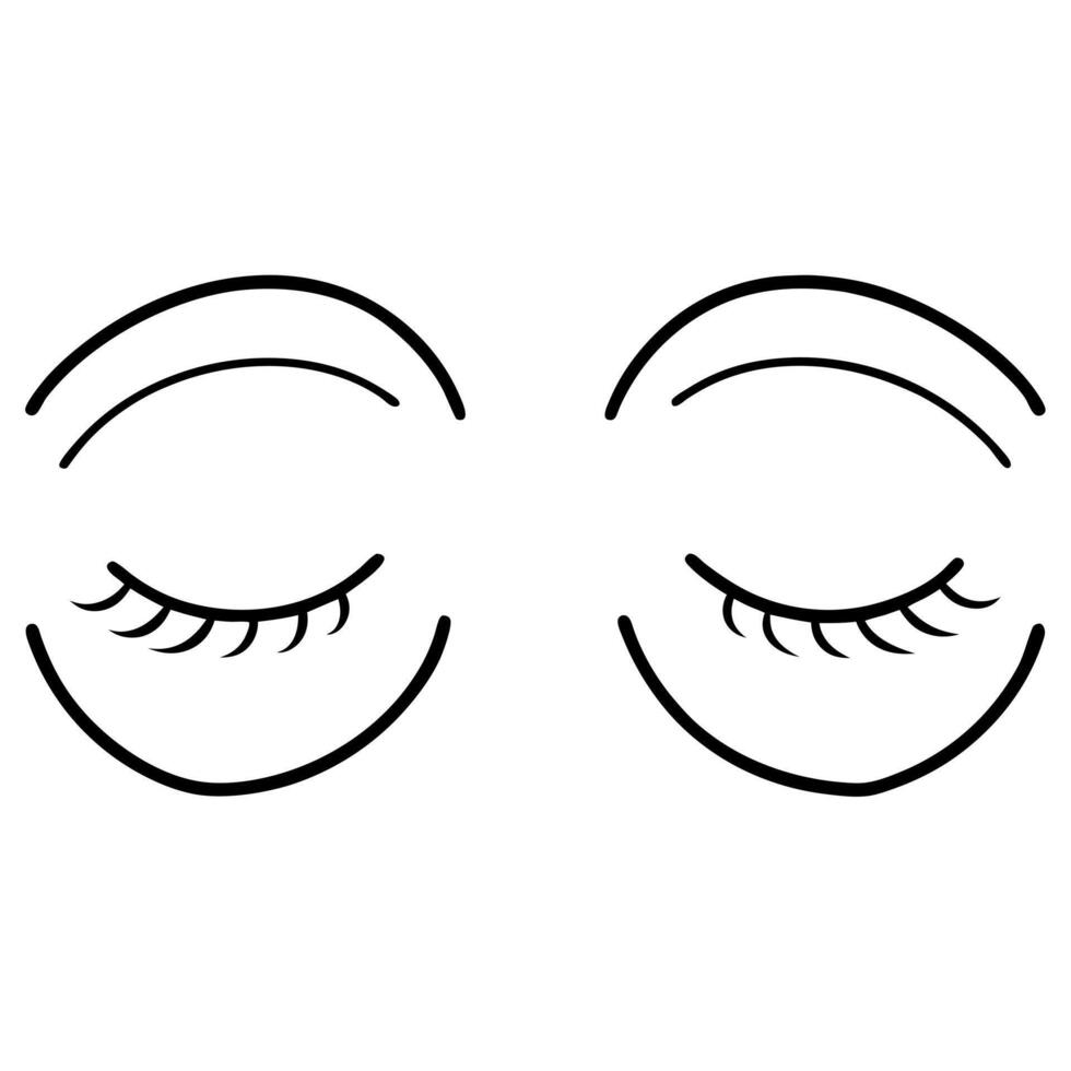 2 eyes closed, illustration line art vector