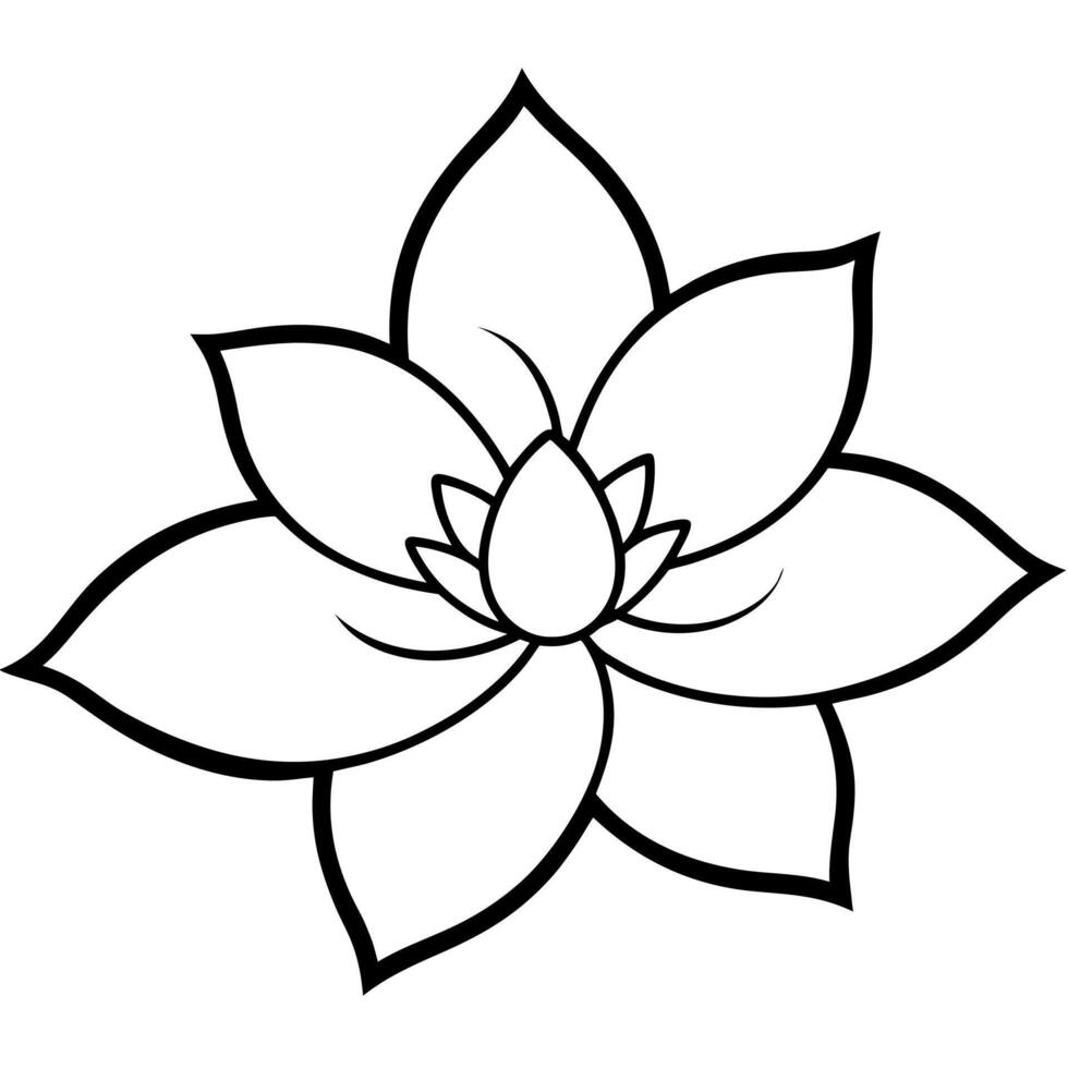 flower silhouette black color on white background, illustration line art vector