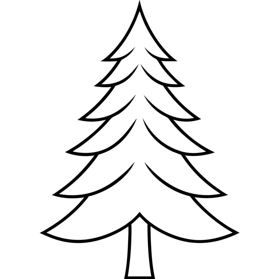 pine tree, illustration line art vector