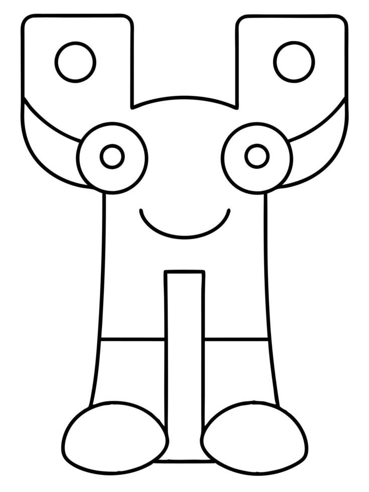 alphabet h coloring worksheets, illustration line art vector