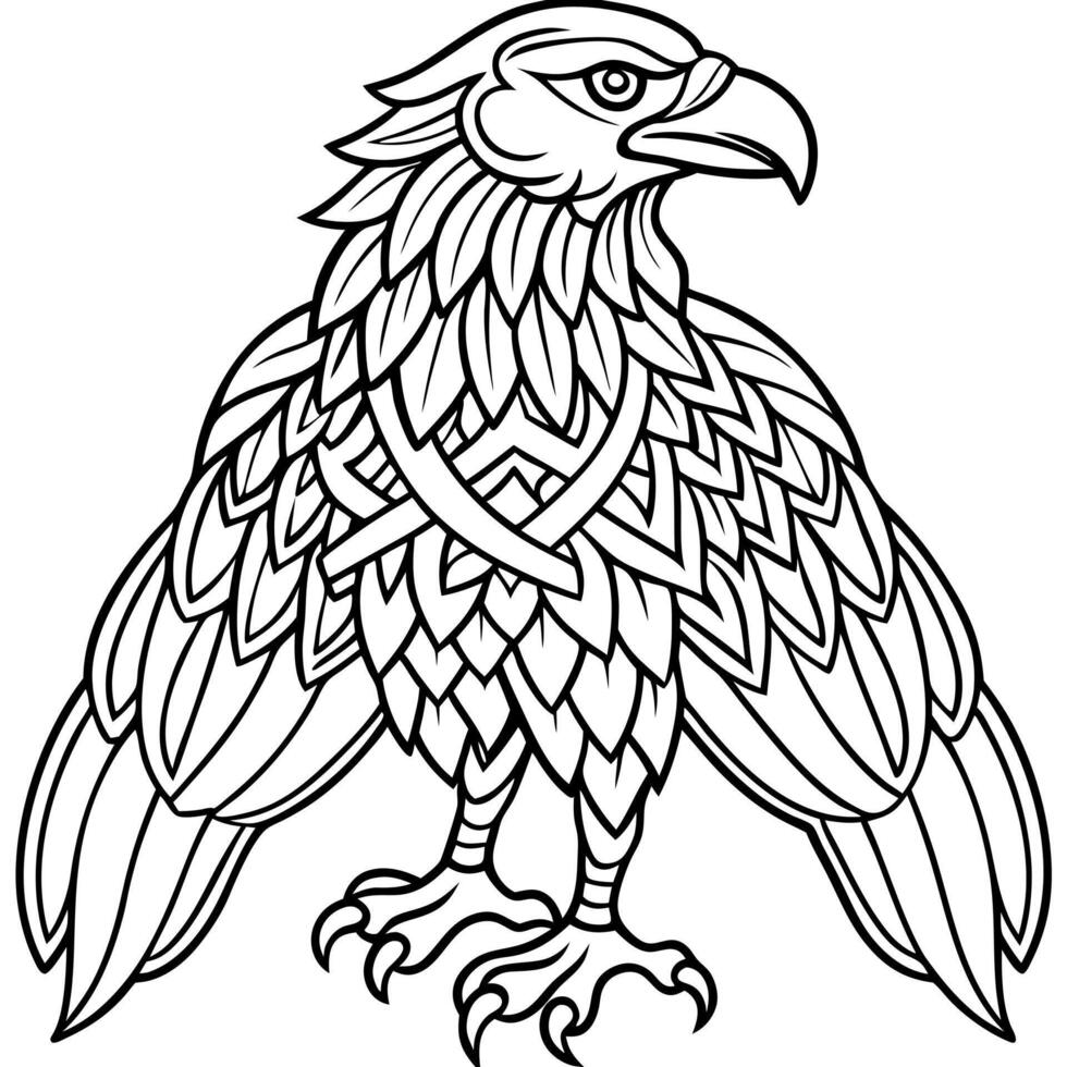 eagle with celtic knot, illustration line art vector