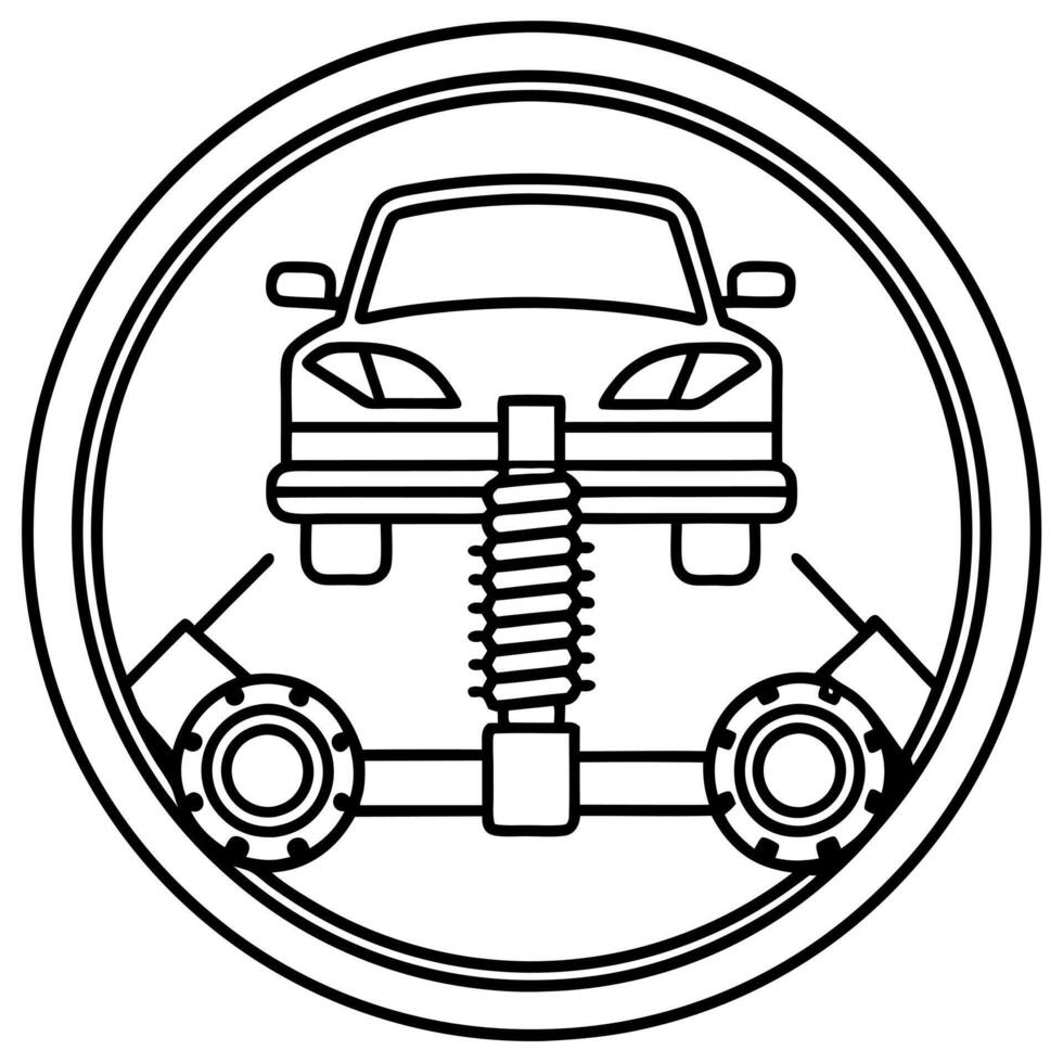 suspension repair icon for car services related on white background, illustration line art vector
