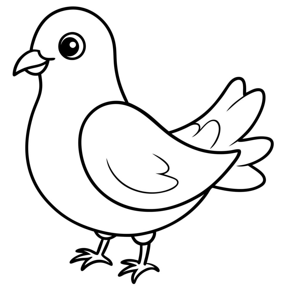 cartoon cute dove, illustration line art vector