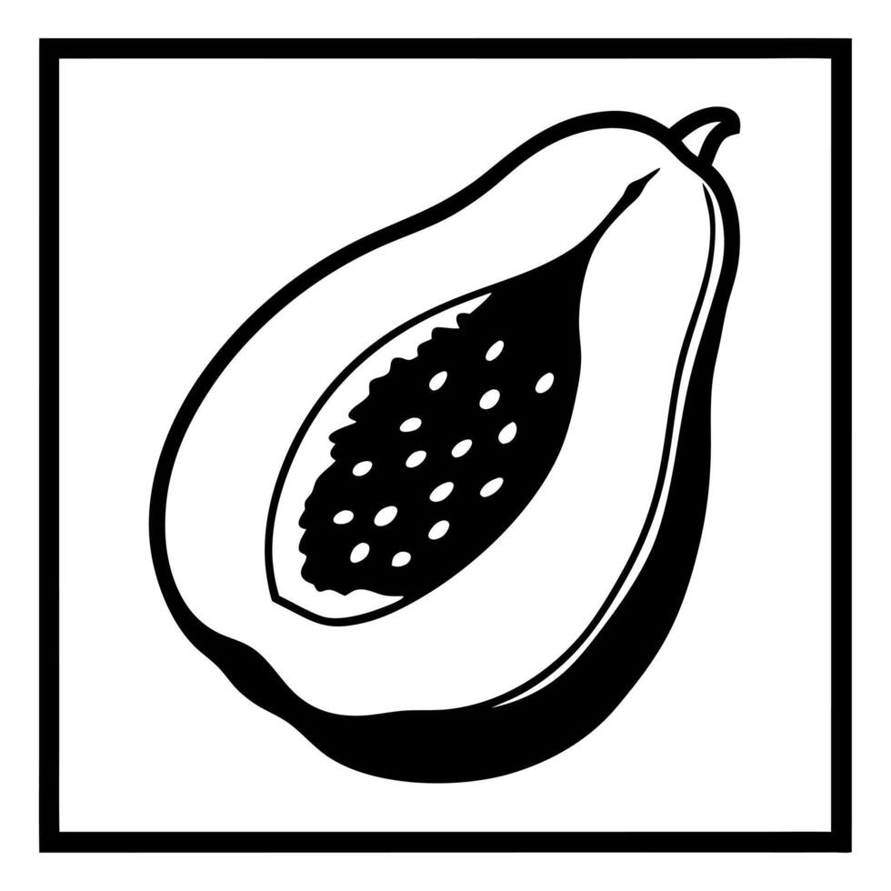papaya, illustration line art vector