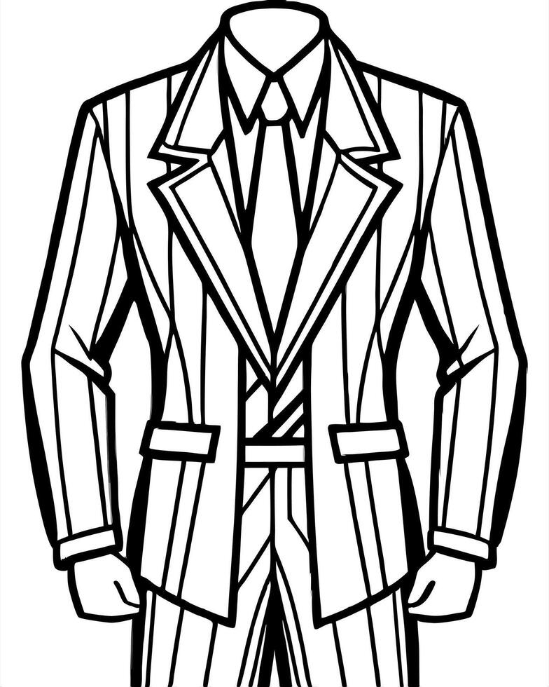 a power suit in vibrant colors with bold tailoring black and white, illustration line art vector