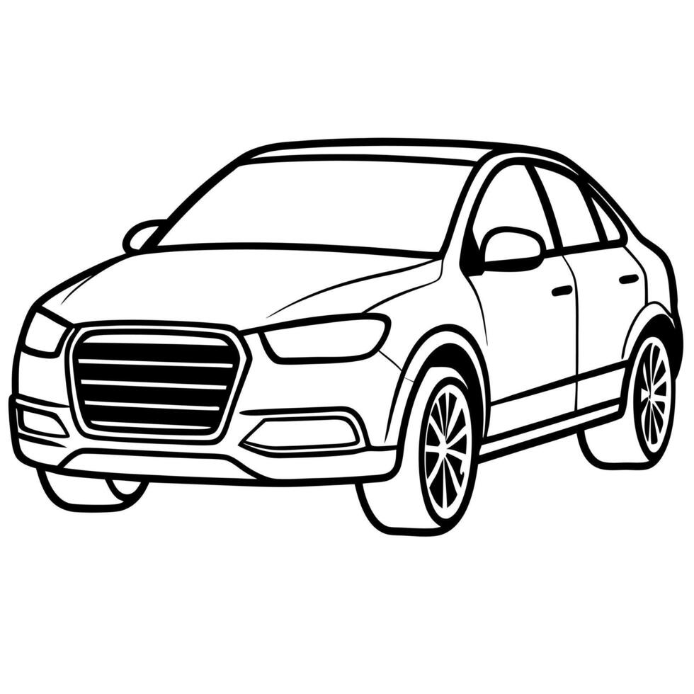 audi q3 2016, illustration line art vector