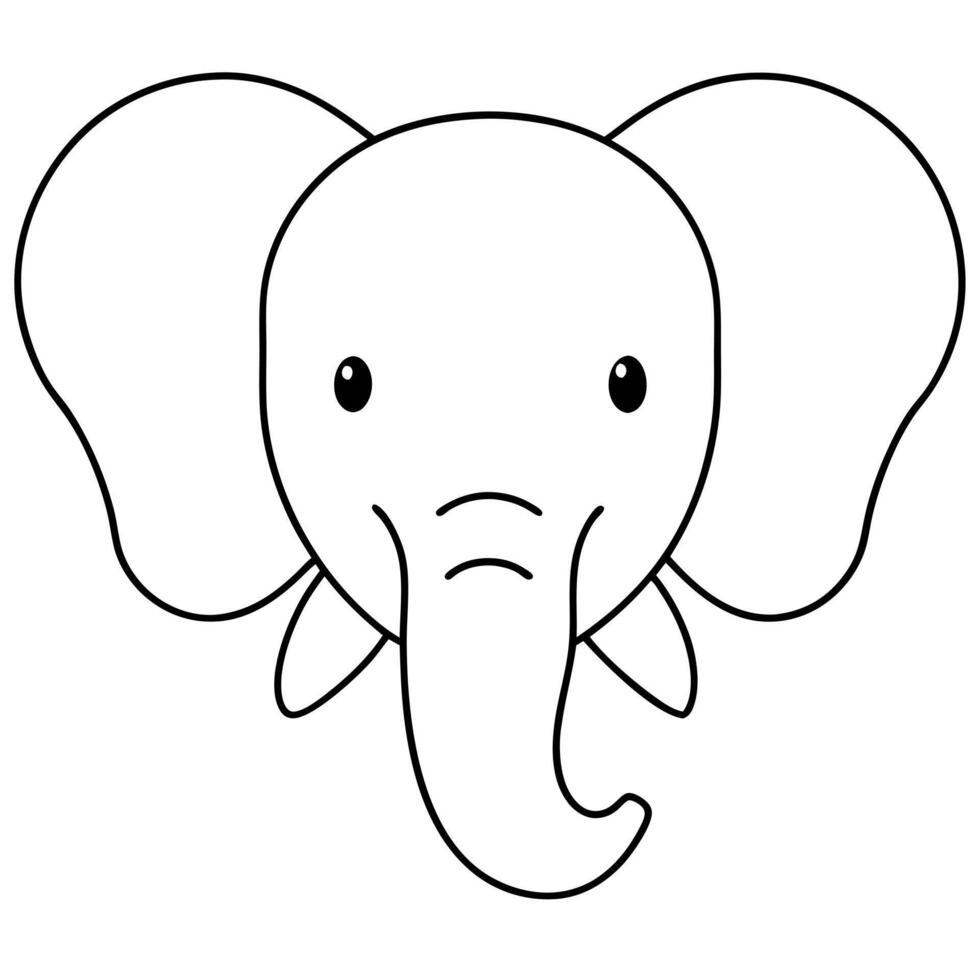 elephant face coloring page, illustration line art vector