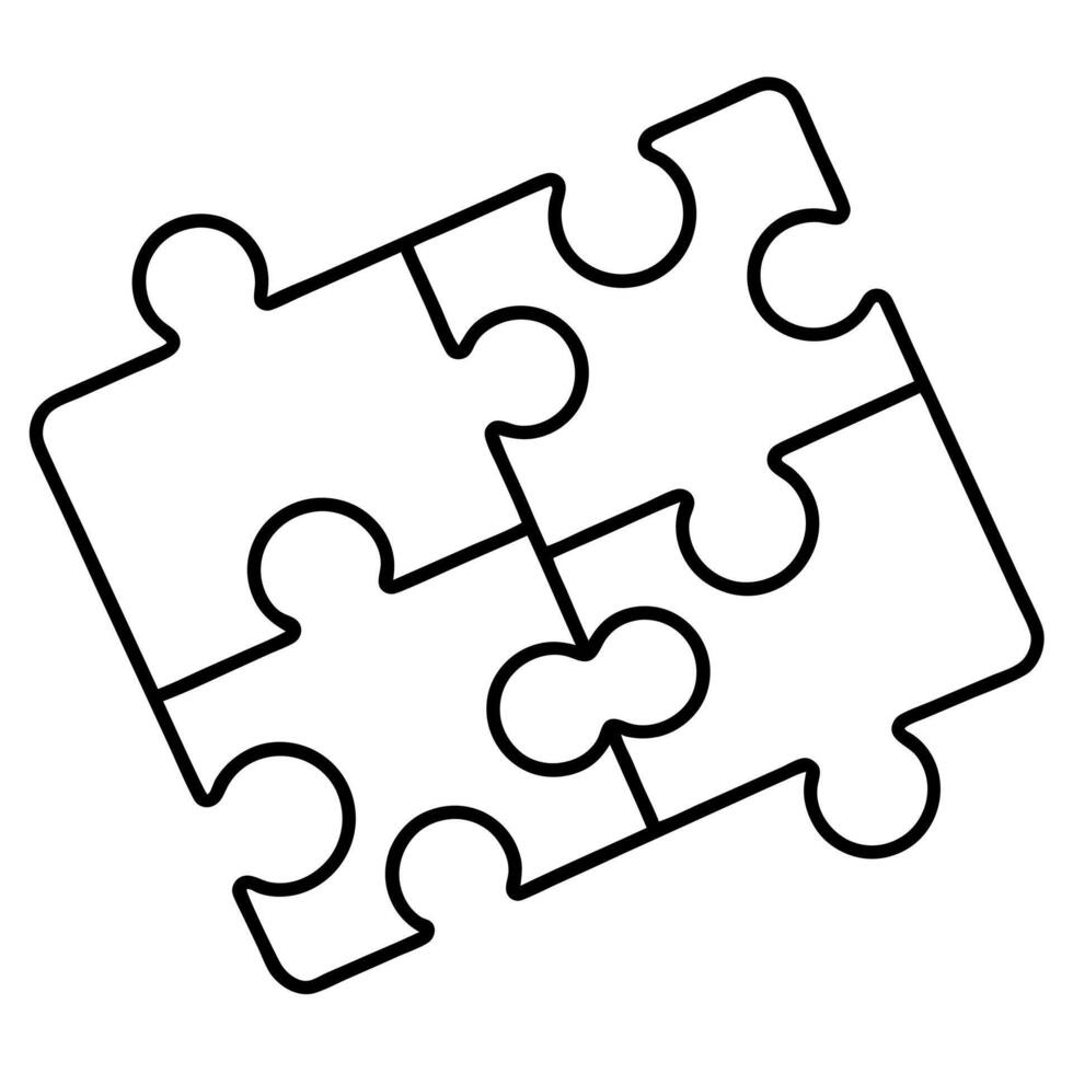 4 piece puzzle, illustration line art vector