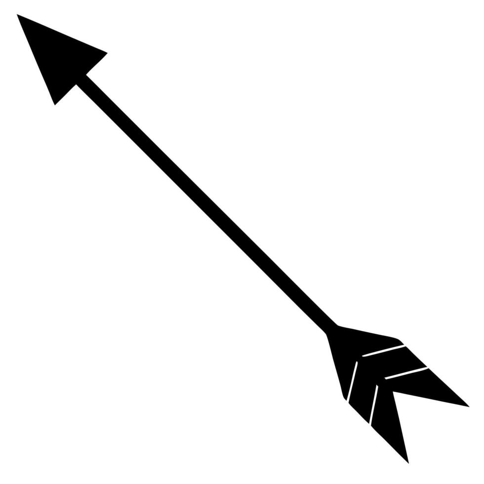 solid silhouette black arrow with artistic, illustration line art vector