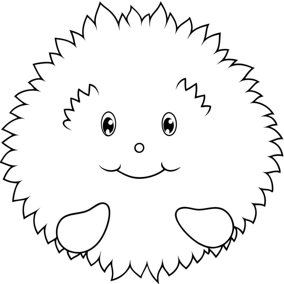 fuzzy coloring page mith no color just black lined, illustration line art vector