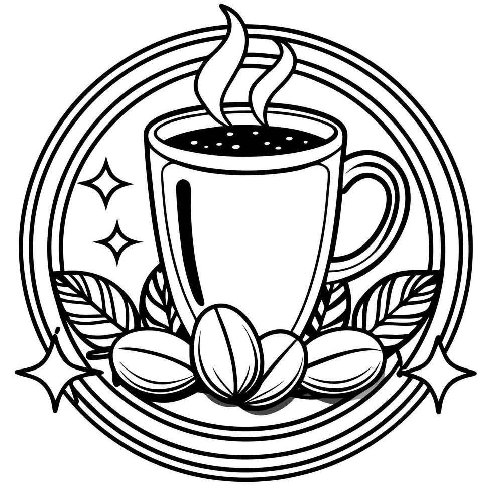 coffee design white background, illustration line art vector