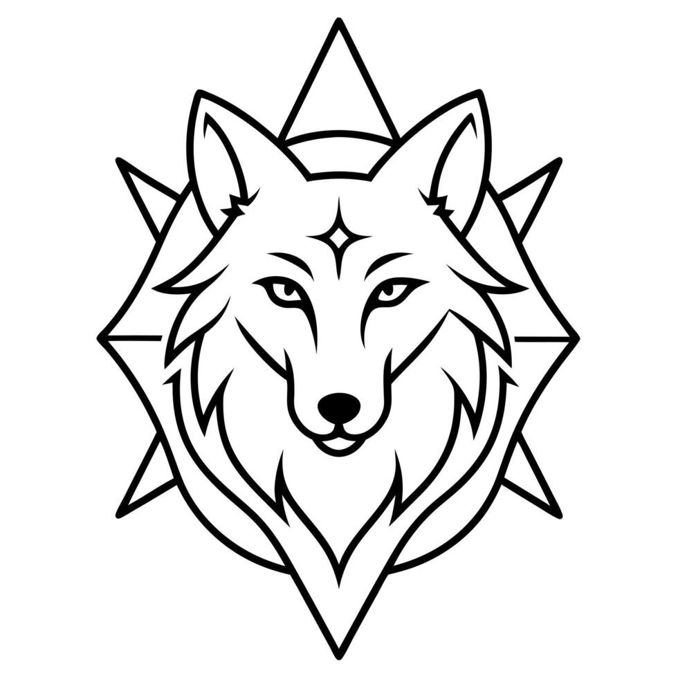 a logo design of a white wolf, combining elements of mystique and strength minimalism and white vector