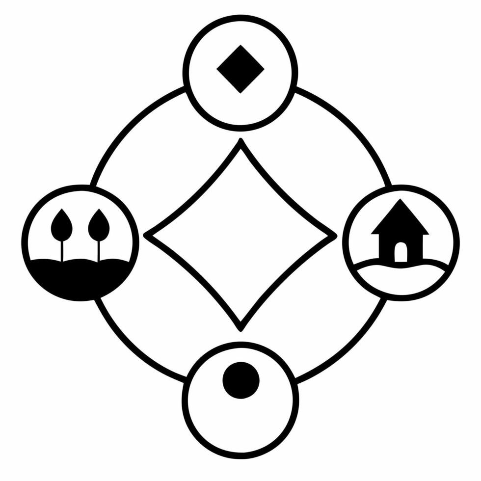 community and biosphere icon, illustration line art vector