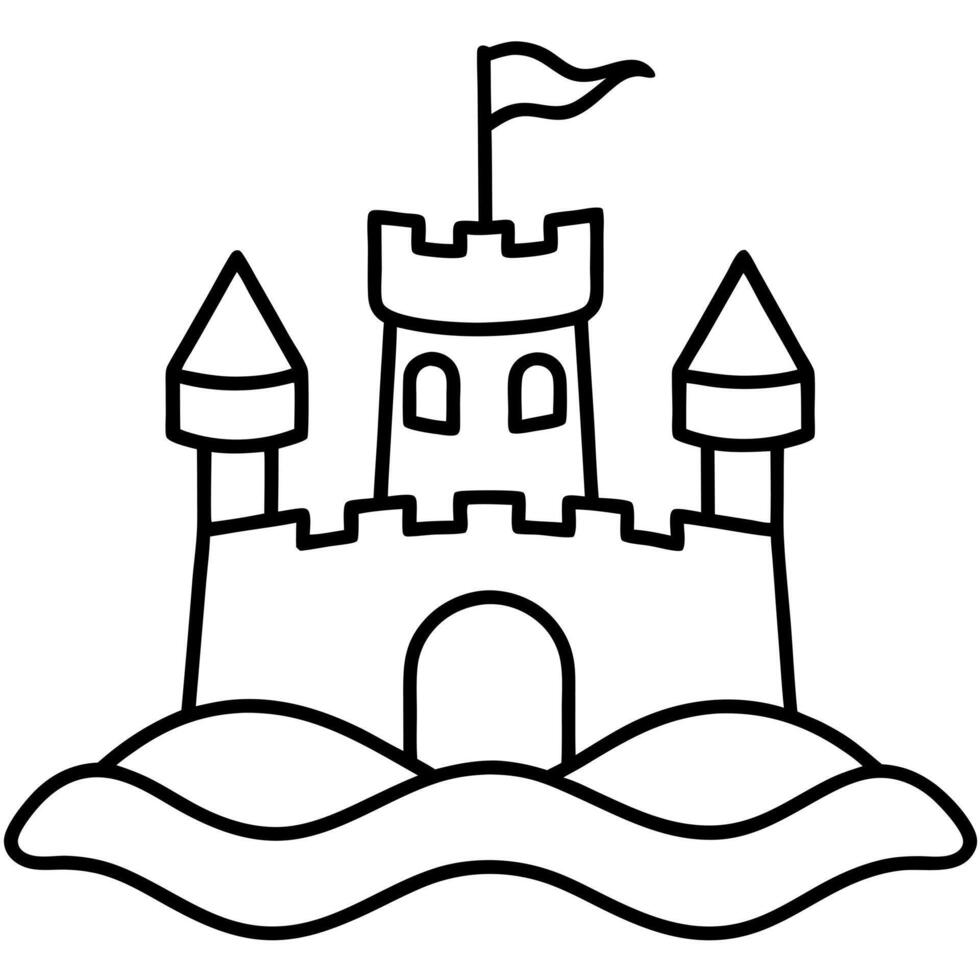 sandcastle, illustration line art vector