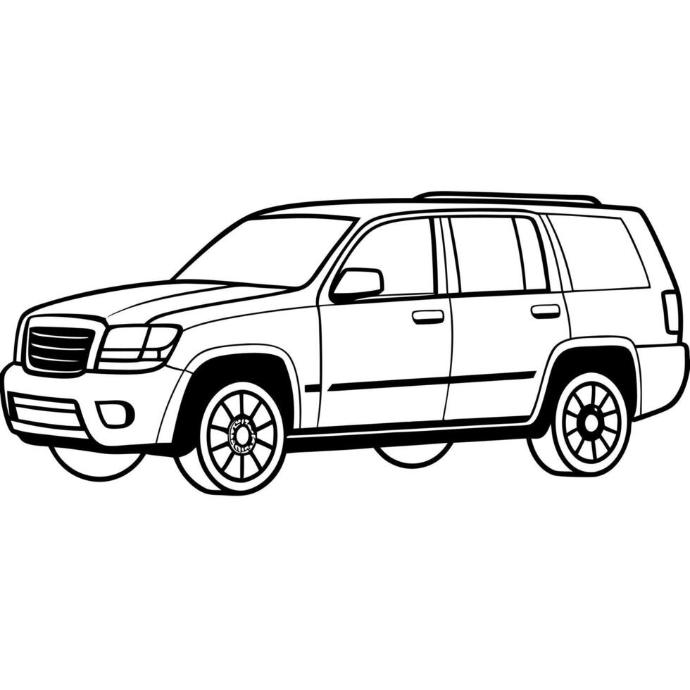 a premium suv with smooth, refined lines side profile showing luxury and off-road capability, vector
