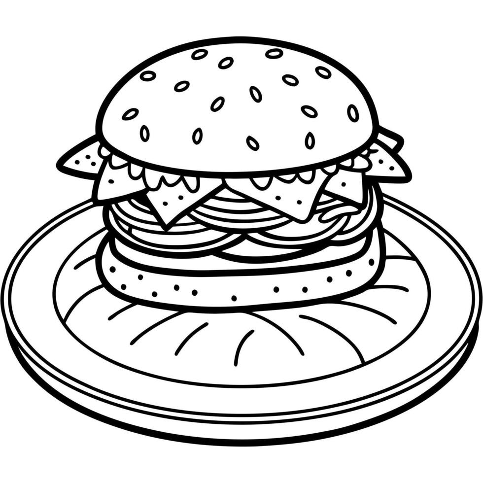 a beautifully crafted homemade hamburger on a dark, intimate dinner table the burger features a vector