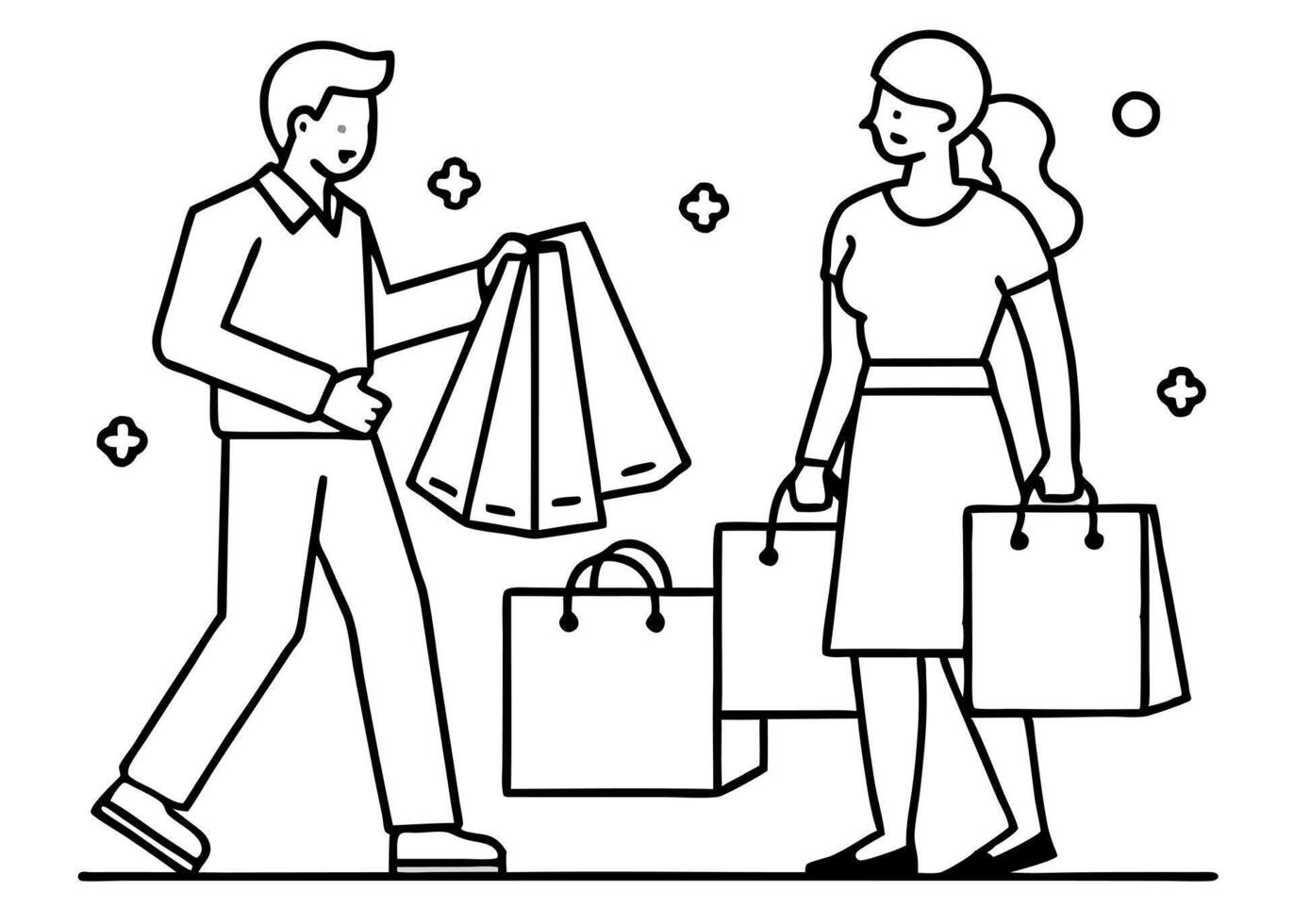 shopping, illustration line art vector