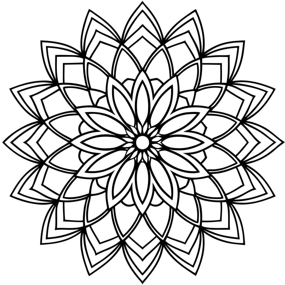 design a traditional mandala with simple, repeating geometric shapes like petals, circles, and vector