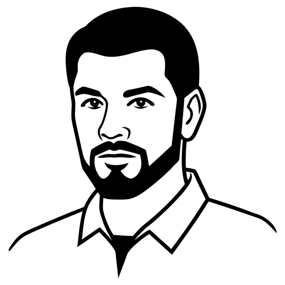 a handsome man with beard, illustration line art vector